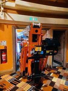 Tracked Spider Platform Passes Through Low Height Doorway.